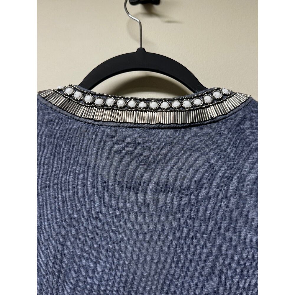 CHICO'S 100% Linen V-Neck Embellished Tunic, Sz 4 (XXL) - Picture 6 of 9